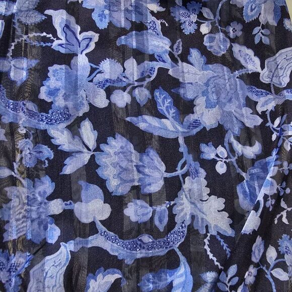 French Connection Cynthia Fauna Midnight Blue Blouse Womens Sz 8 Floral LS - Picture 10 of 12